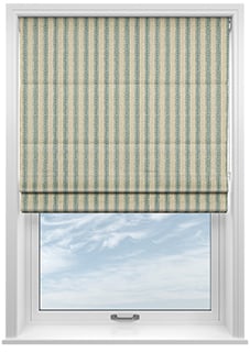 Emily Bond Block Printed Stripe, Blue & Green - Roman Blind